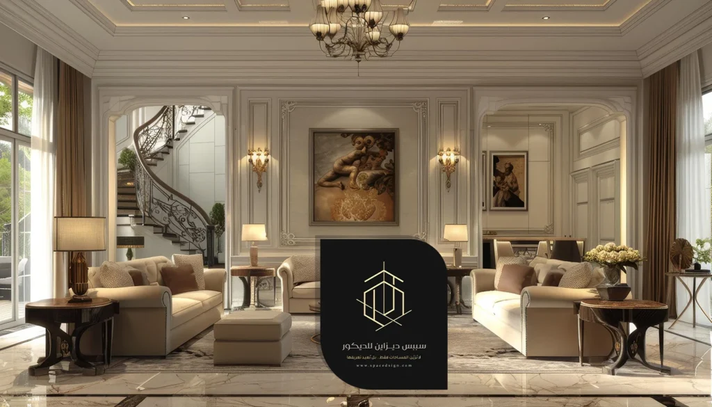 ديكورات صالة واستقبال فيلا بنمط عربي سعودي